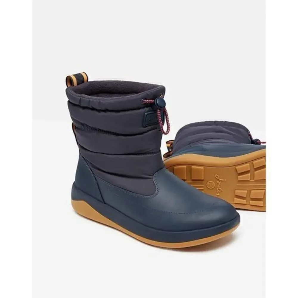 NEW Joules Winter Rain boots Pull On navy blue Non Slip Mid Calf Coniston size 7